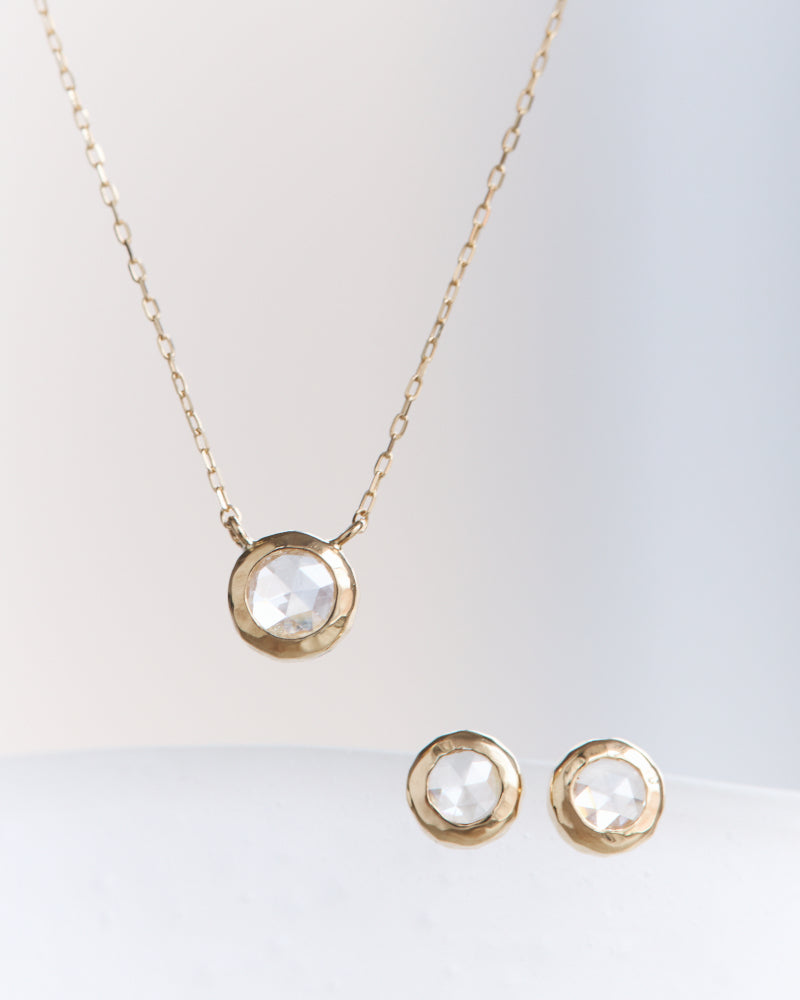 K18 ローズカット ダイヤモンド ピアス
