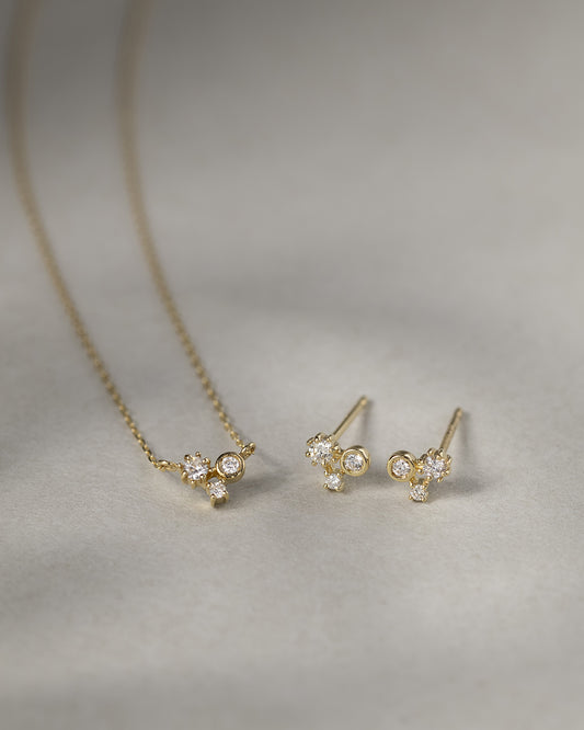 【10/9開始】ホリデー限定 2点セット〈水〉 K10 雪の結晶 ネックレス +ピアス
