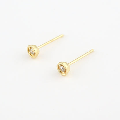 K10 オクタゴン ダイヤモンド ピアス