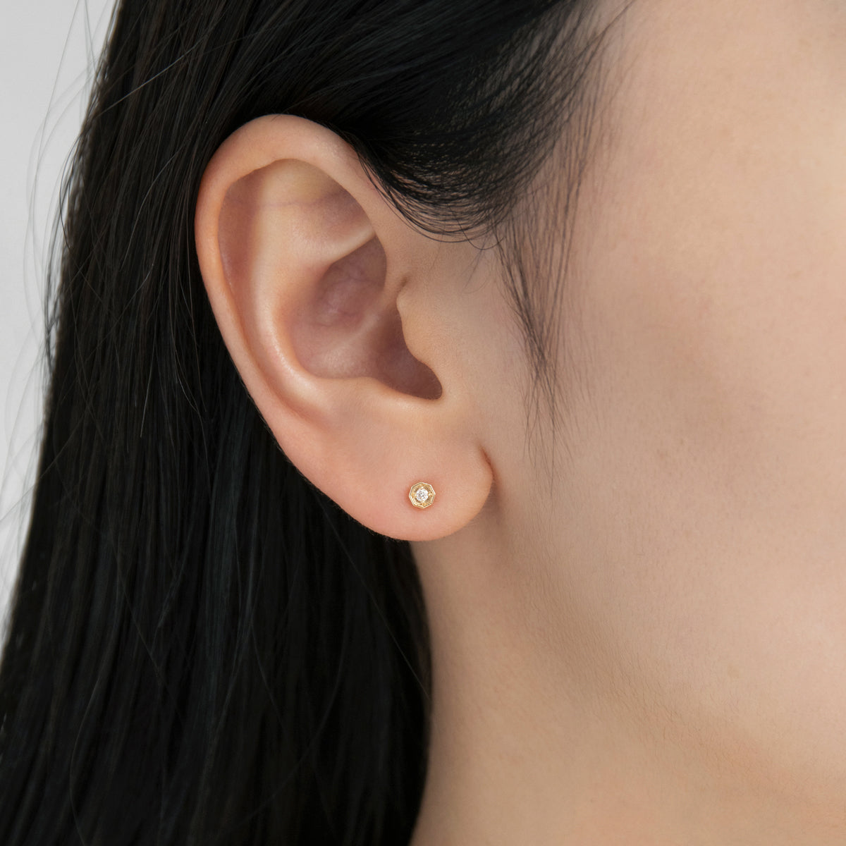 K10 オクタゴン ダイヤモンド ピアス