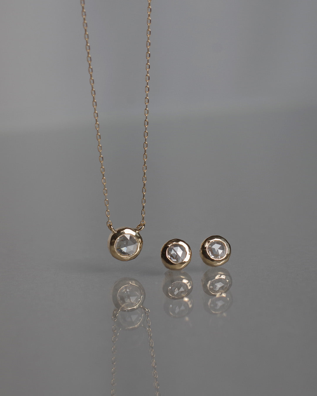 K18 ローズカット ダイヤモンド ネックレス